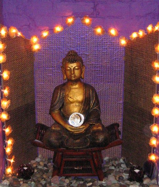 buddha fireplace display